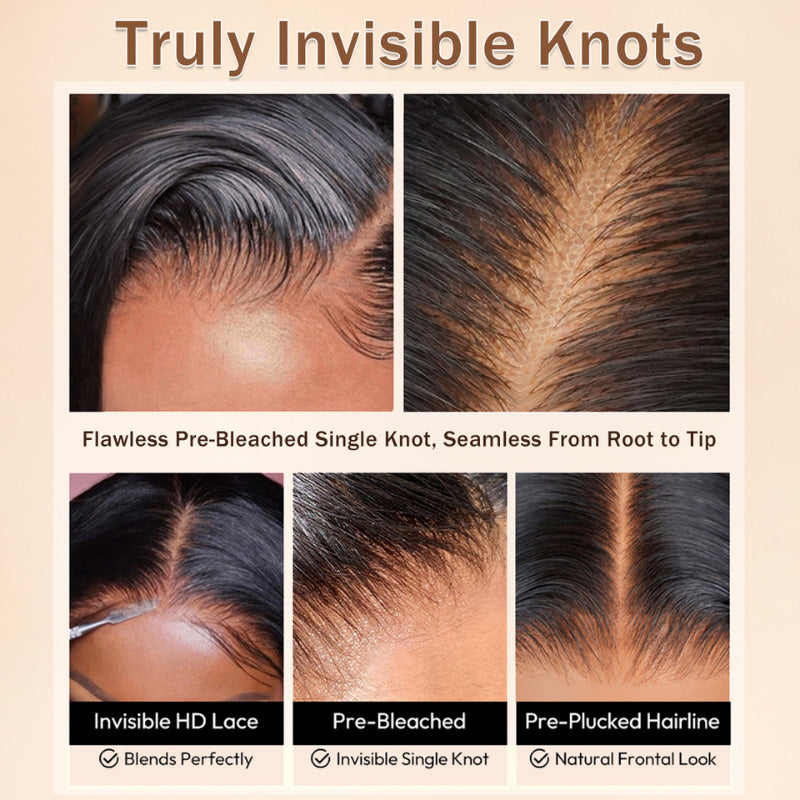Bouncy Deep Wave Glueless Lace Wig Pre Cut Lace with Natural Hairline Clear Transparent Lace Front/Closure Natural Black Human Hair Wig - Amanda Hair
