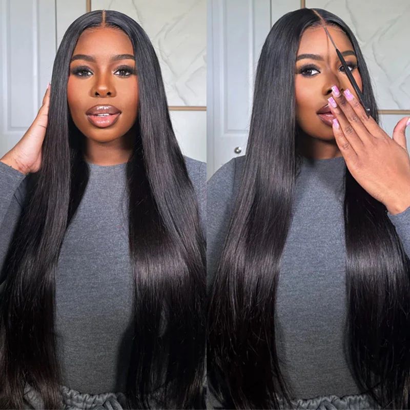 Perruques de cheveux longs raides 13x6 HD Transparent Lace Frontal Wig-Amanda Hair