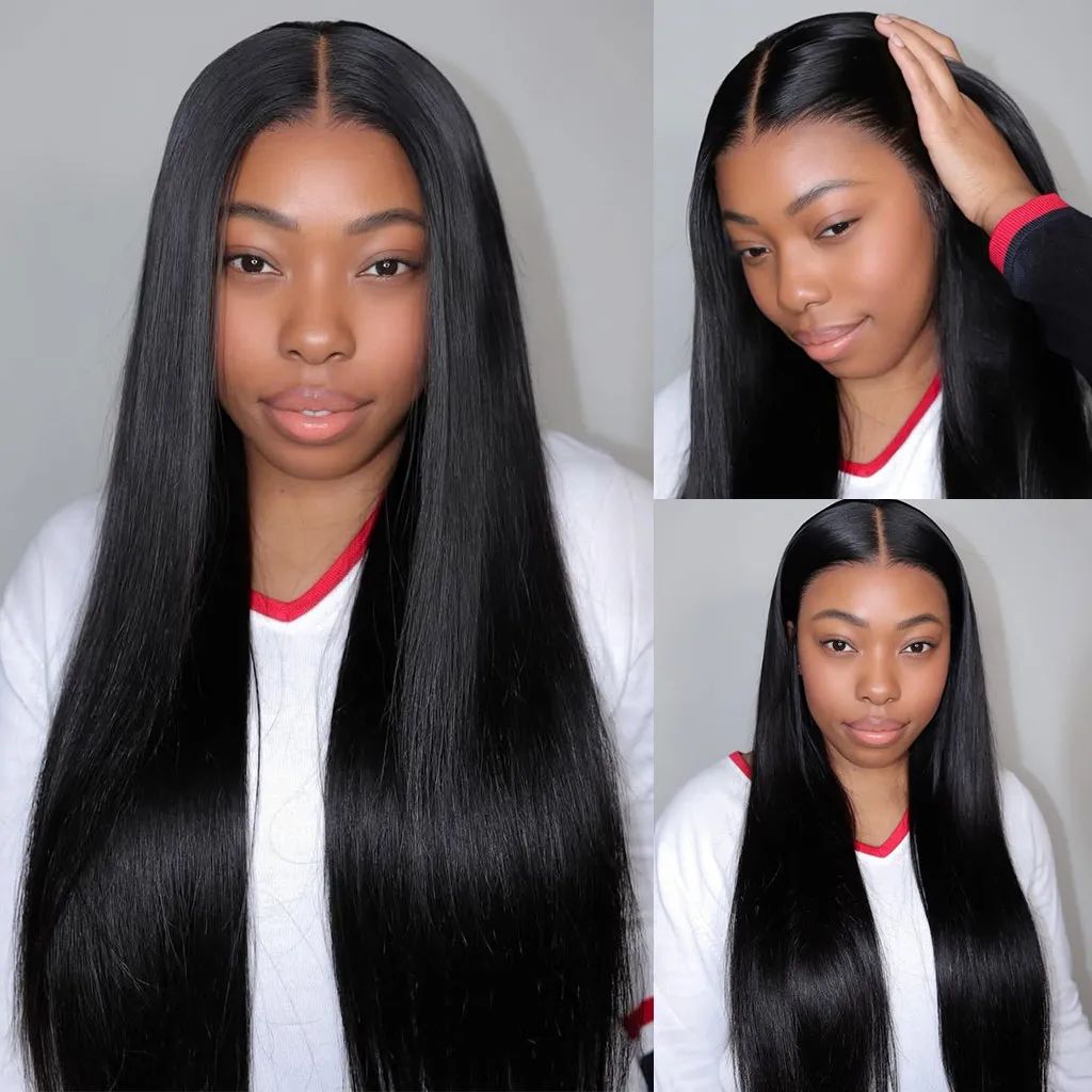 Perruques de cheveux longs raides 13x6 HD Transparent Lace Frontal Wig-Amanda Hair