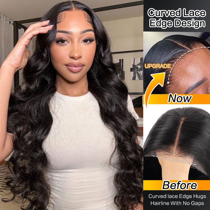 Body Wave Undetectable HD Glueless v8  Lace Closure 5x7 Wigs with Deep Hairline Free Part C Type Hairstyle
