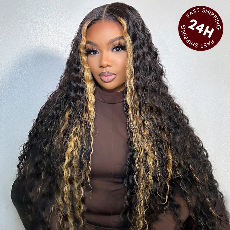 Bogo Flash Sale| Top-Selling Loose Wave Glueless 6x4 Lace Wig with Curtain Bangs + Blonde Highlights 7x5 Full Lace Wig