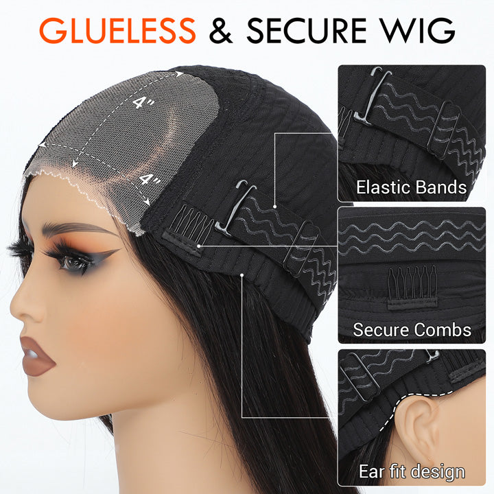 Glueless Loose Wave Wigs Virgin Human Hair 4 * 4/13 * 4 Transparent HD Lace Front Wig Pré-plumé Hairline - Amanda Hair 