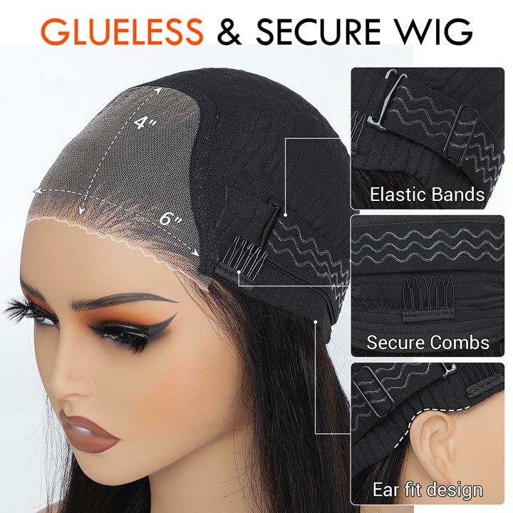 Glueless Lace Silky Long Straight Wigs Clear Transparent Lace Frontal Human Hair Wig-Amanda Hair