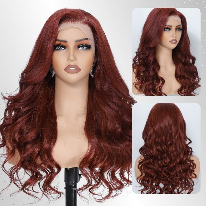 Human Hair Reddish Brown Loose Wave 13x4/7x5 HD Lace Front Wig-Amanda Hair