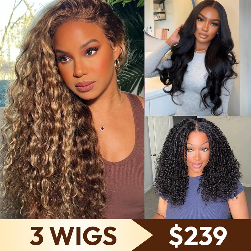3 Wigs for $239 | 16" Honey Blonde 13x4 Lace Front Wig+18" Body Wave 13x6 Lace Front Wig+14" Bohemian Curly 7x5 Lace Wig Flash Sale