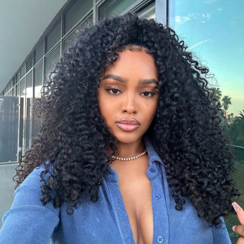 300% Density Luxury custom wigs Glueless 13x4 Full Lace Front  Curly Wigs Virgin Human Hair Transparent Lace Front Wig Super Double Drawn Level  - Amanda Hair