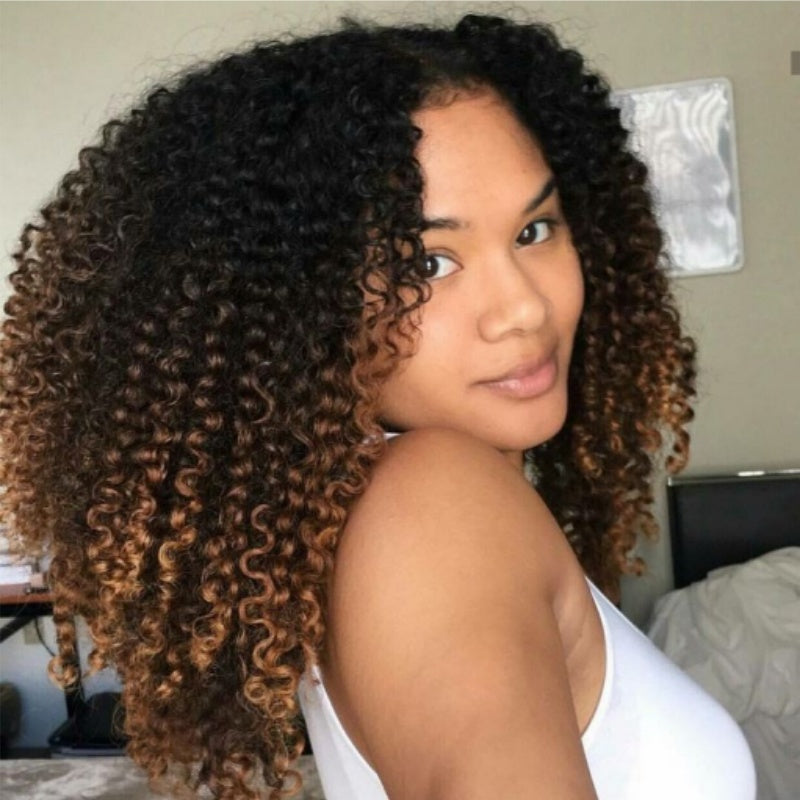 7x5 HD Glueless Lace 300% Density Deep Curly Wig | Ombre Brown & Dark Reddish Brown