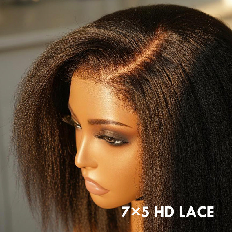 Amanda Hair 200% Density 7×5 Lace Kinky Straight Bob Glueless Human Hair Wig