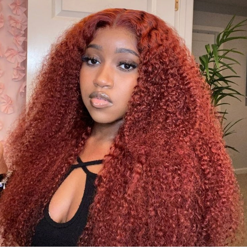 Amanda 300% Density Afro Kinky Curly Glueless 13x6 Lace Front Drawstring Put On And Go Human Hair Wig