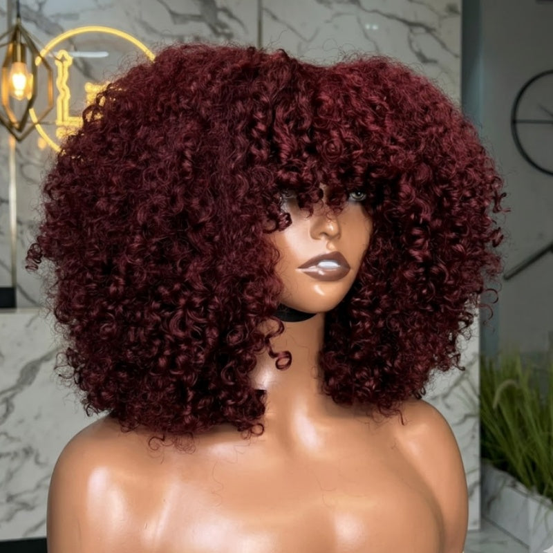 Pelucas brasileñas del cabello humano de la onda del cuerpo con flequillo para las mujeres Peluca larga sin cola hecha a máquina completa - Amanda Hair