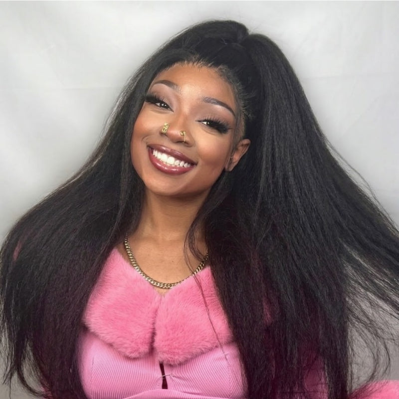 Amanda 250% Density 7x5/13×6 HD Glueless Lace Kinky Straight Wig |Ombre Brown & Chocolate Brown
