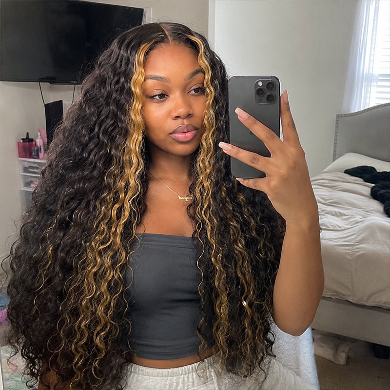 Amanda $199=30'' | Pre Everything Blonde Highlights 13x4 Full Lace Frontal Deep Curly Wave Glueless Put On And Go Wig Flash Sale  - Amanda Hair