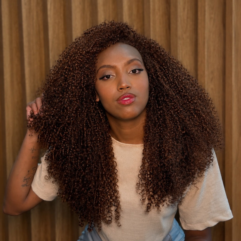 Amanda 300% Density Afro Kinky Curly Glueless 13x6 Lace Front Drawstring Put On And Go Human Hair Wig