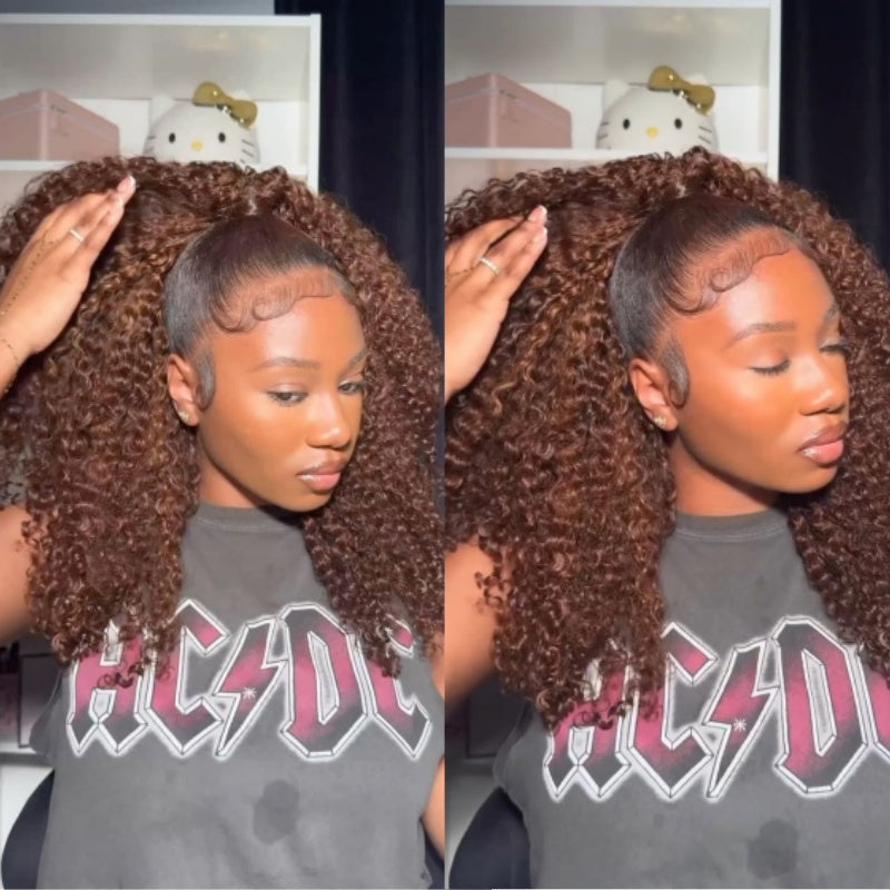 Amanda Glueless Thick Fluffy Afro Curly Human Hair 7x5 / 13x4 Invisiable Lace Wig Flash Sale