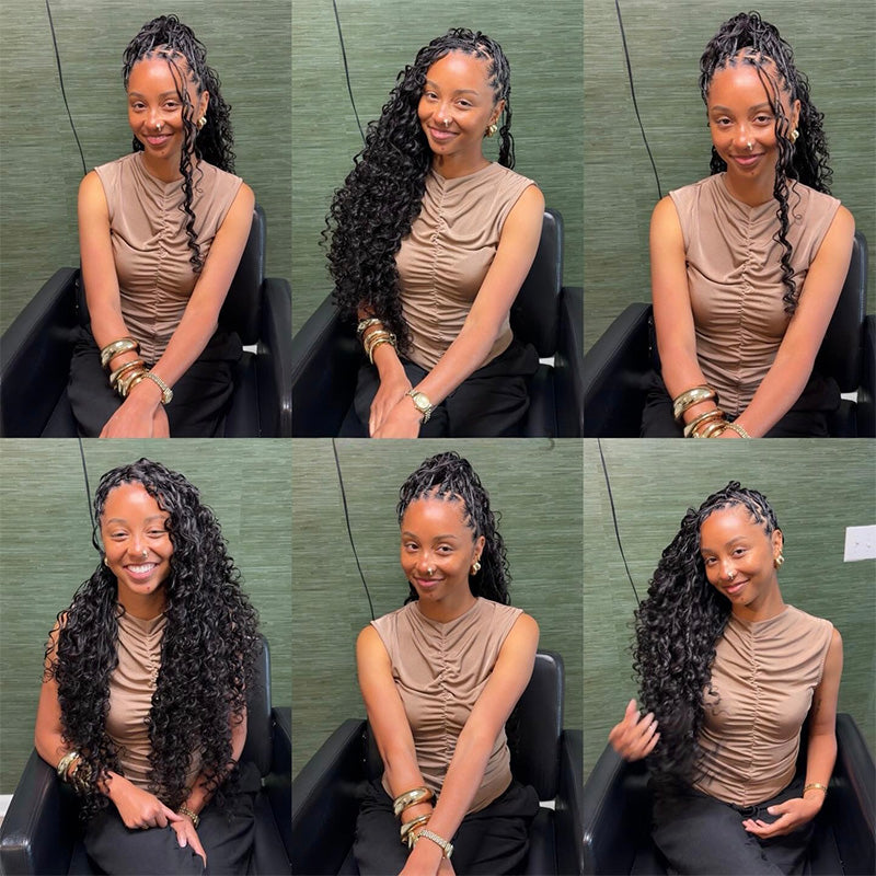 Feather Crochet Human Hair Bundles Water Wave / Body Wave for Boho Braids with Miracle Knots Flash Sale
