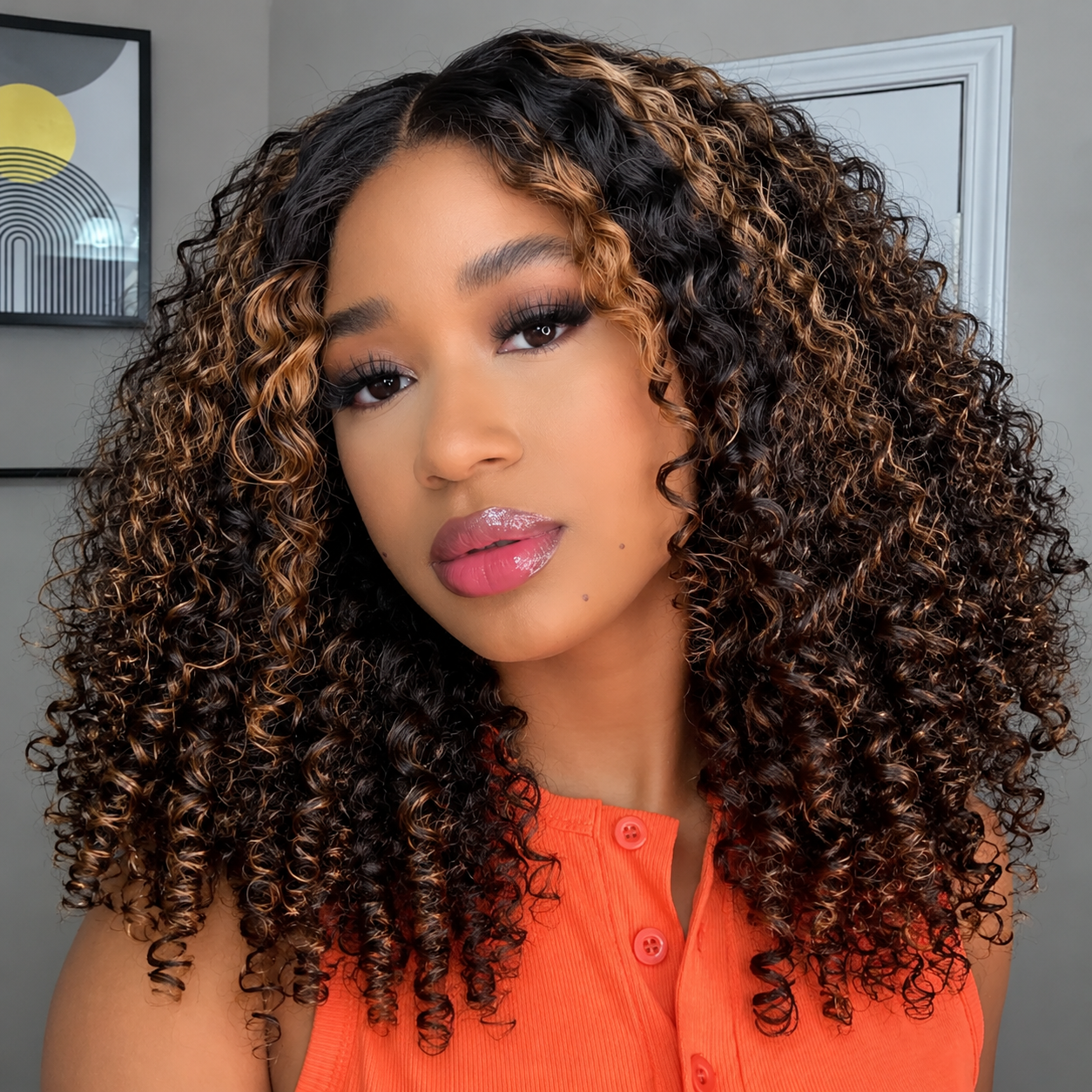 Luxury 7x5 Burmese Curly Brown Balayage Highlight Color Glueless HD Lace Human Hair Wig Flash Sale