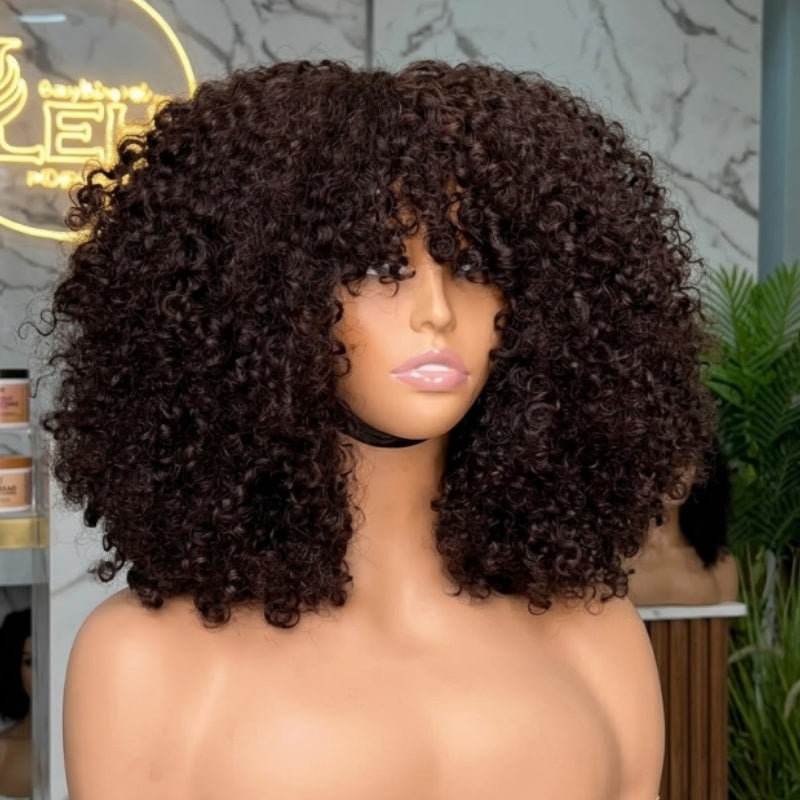 Pelucas brasileñas del cabello humano de la onda del cuerpo con flequillo para las mujeres Peluca larga sin cola hecha a máquina completa - Amanda Hair