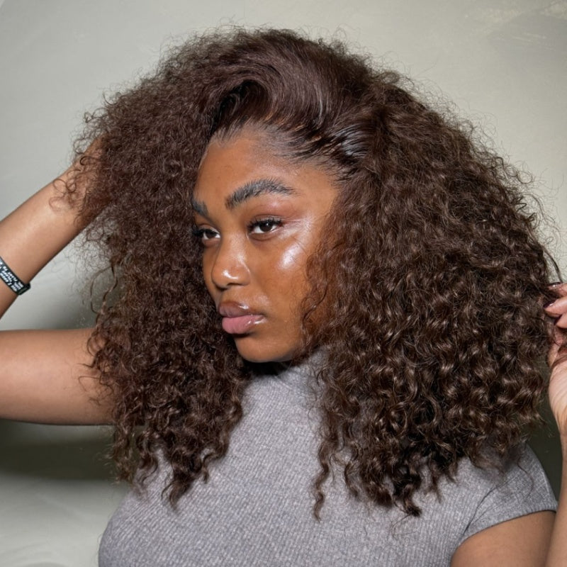 3 In 1 Half Wig | Double Drawn Glueless Curly Human Hair Wig With Drawstring