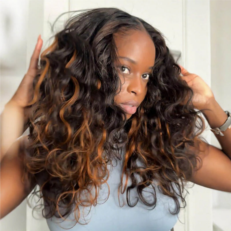 Body Wave Feather Crochet Human Hair for Miracle Knots Boho Braids | Honey Blonde & Brown Highlights