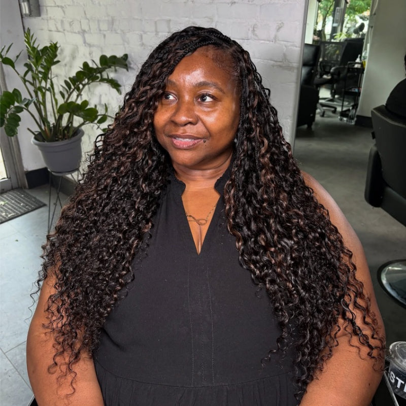 Deep Wave Feather Crochet Human Hair for Miracle Knots Boho Braids  | Honey Blonde &  Brwon Highlight