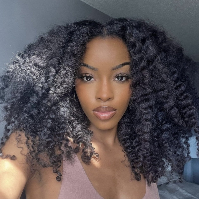 3 In 1 Half Wig | Double Drawn Glueless Curly Human Hair Wig With Drawstring