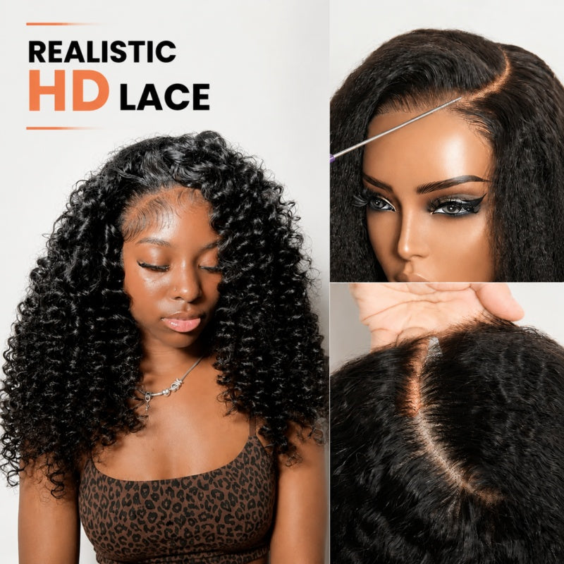 Pelucas de onda suelta sin cola Cabello humano virgen 4 * 4/13 * 4 Peluca frontal de encaje HD transparente Línea de cabello prearrancada - Amanda Hair 