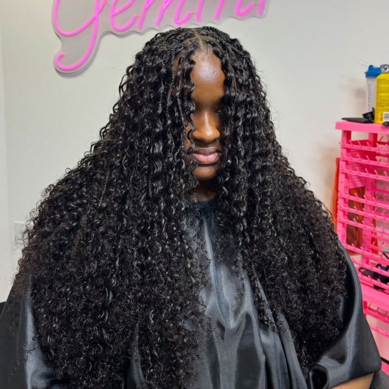 Deep Wave Feather Crochet Human Hair for Miracle Knots Boho Braids  | Honey Blonde &  Brwon Highlight