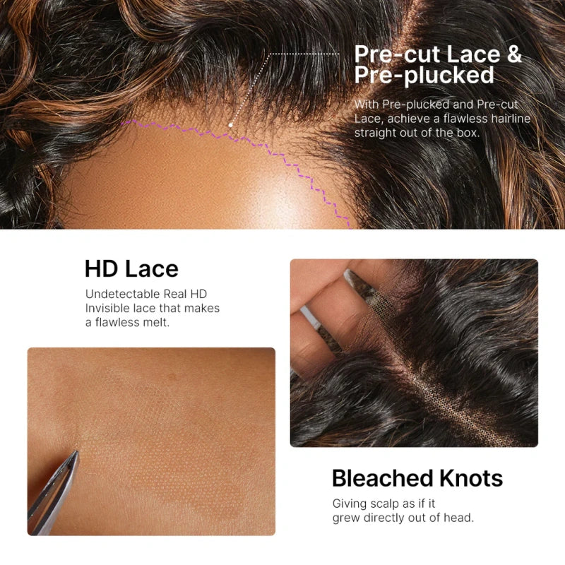 Amanda 300% Density 7x5 HD Glueless Lace Ombre Brown Kinky Curly Wig