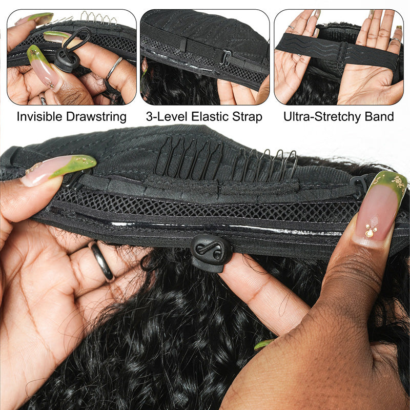 3-in-1 Put On & Go Half Wigs | Glueless Invisible Drawstring Beginner Friendly