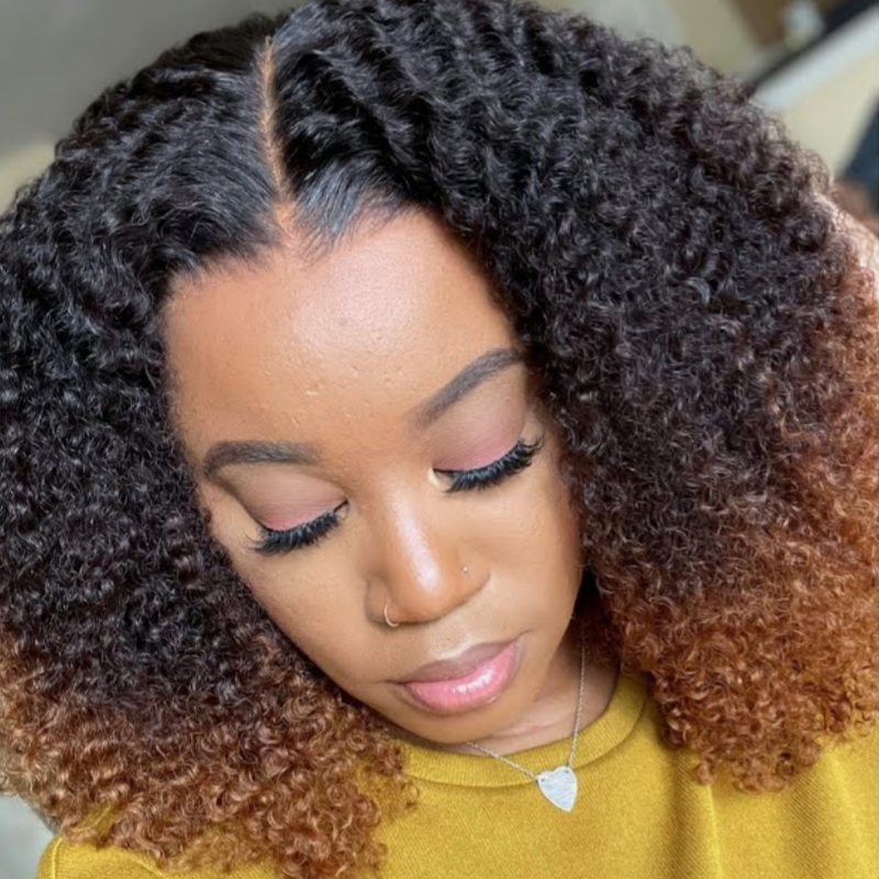 Amanda 300% Density 7x5 HD Glueless Lace Ombre Brown Kinky Curly Wig