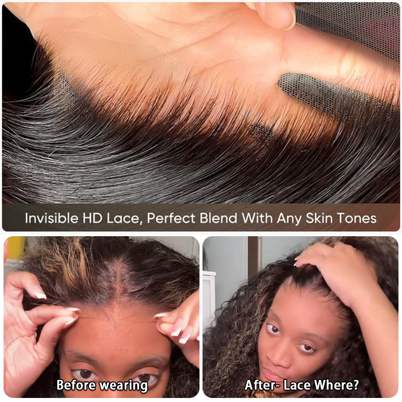 Glueless Loose Wave Wigs Virgin Human Hair 4 * 4/13 * 4 Transparent HD Lace Front Wig Pré-plumé Hairline - Amanda Hair 