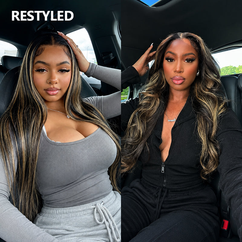 24H Fast Shipping 13×6 Glueless Lace Front Wig Straight Brown Highlight Wig