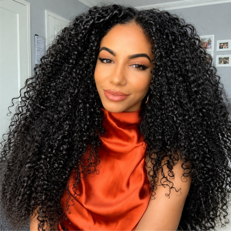 Amanda Glueless Thick Fluffy Afro Curly Human Hair 7x5 / 13x4 Invisiable Lace Wig Flash Sale