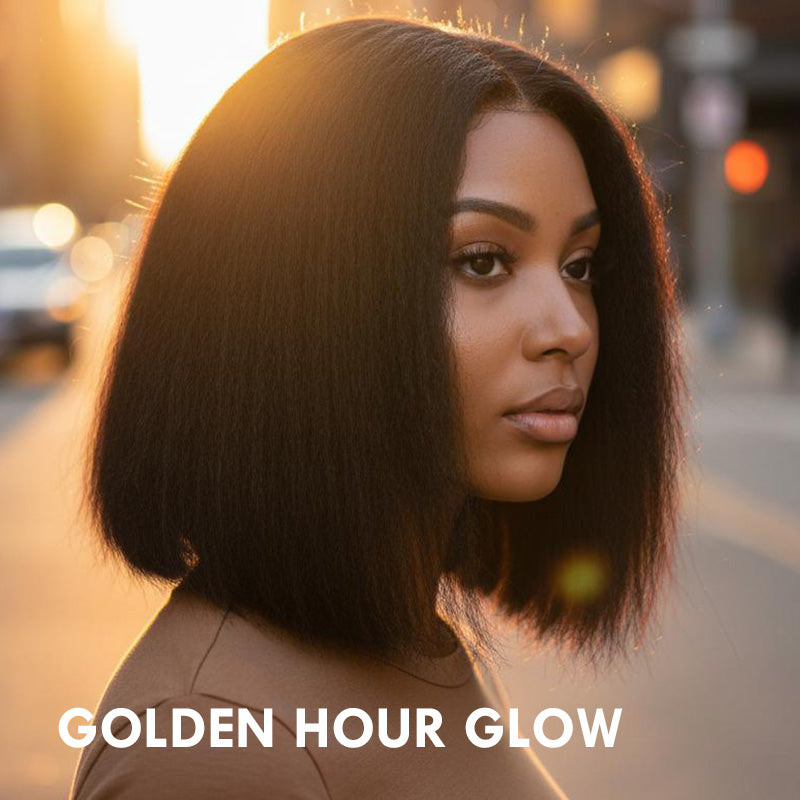 Amanda Hair 200% Density 7×5 Lace Kinky Straight Bob Glueless Human Hair Wig
