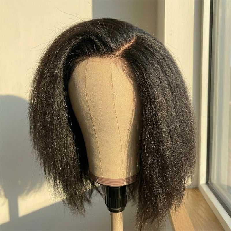 Amanda Hair 200% Density 7×5 Lace Kinky Straight Bob Glueless Human Hair Wig