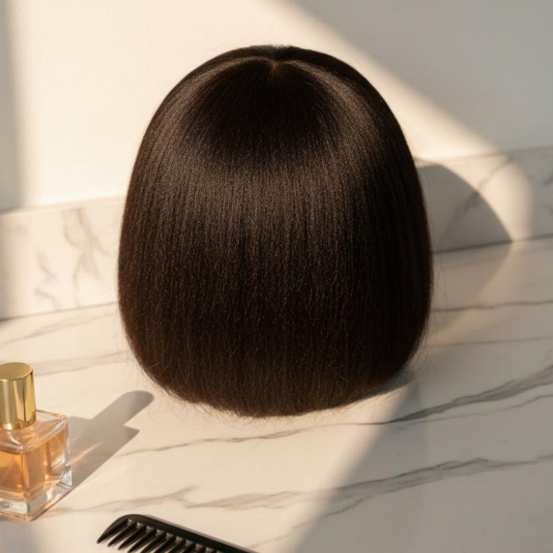 Amanda Hair 200% Density 7×5 Lace Kinky Straight Bob Glueless Human Hair Wig