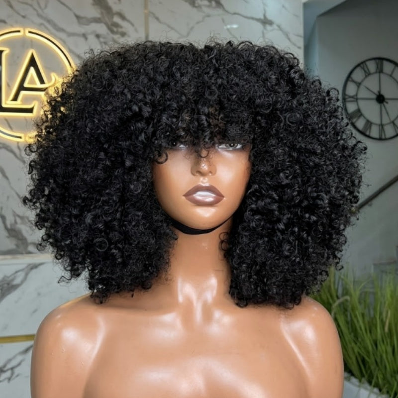 Pelucas brasileñas del cabello humano de la onda del cuerpo con flequillo para las mujeres Peluca larga sin cola hecha a máquina completa - Amanda Hair