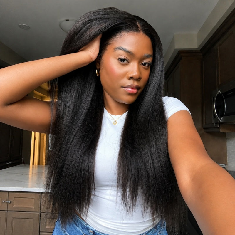 Amanda 7x5/13×6 HD Glueless Lace 300% Density Kinky Straight Wig | Ombre Brown & Chocolate Brown