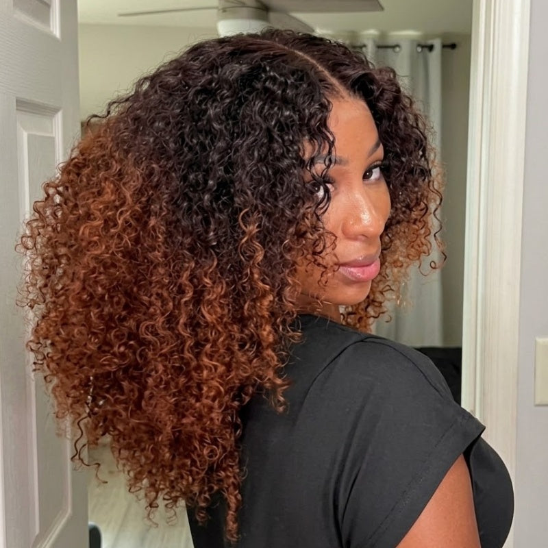 Amanda Ombre Brown Double Drawn 7x5/13×6 HD Glueless Lace Kinky Curly Wig
