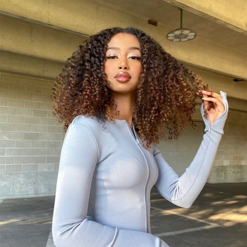 3 In 1 Half Wig | Double Drawn Glueless Curly Human Hair Wig With Drawstring