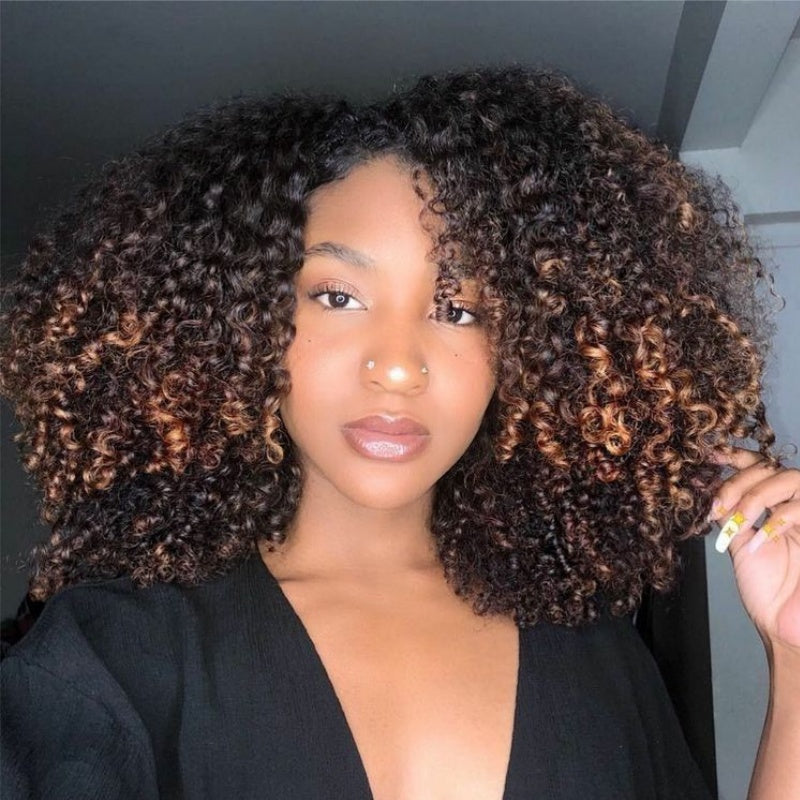 3 In 1 Half Wig | Double Drawn Glueless Curly Human Hair Wig With Drawstring