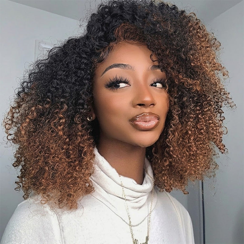 3 In 1 Half Wig | Double Drawn Glueless Curly Human Hair Wig With Drawstring