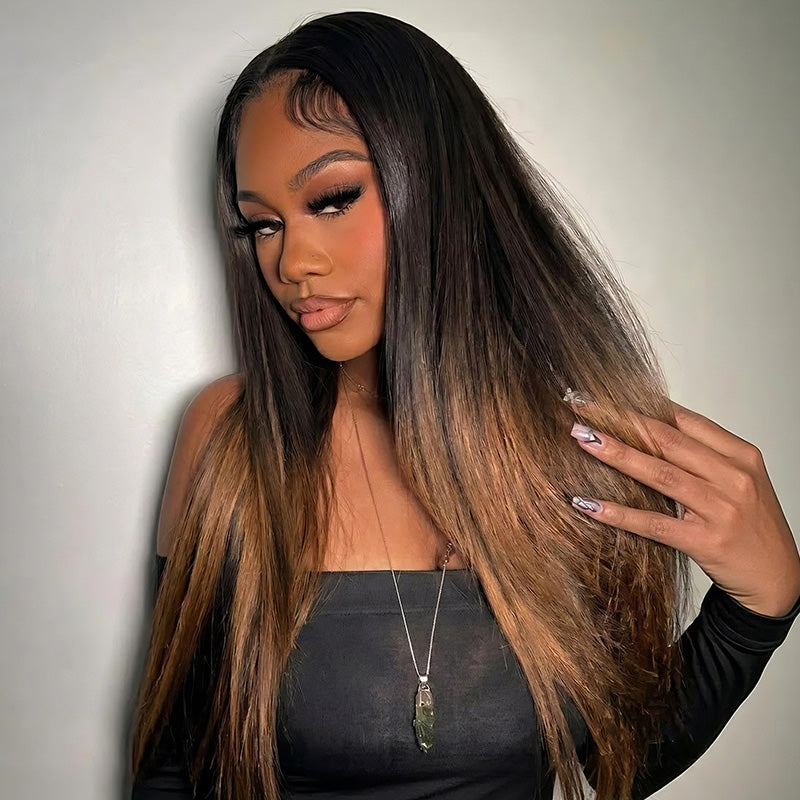Highlight Light Brown Short Bob Straight Glueless Lace Wig 13 * 4/4 * 4 Brésilien Huaman Hair-Amanda Hair