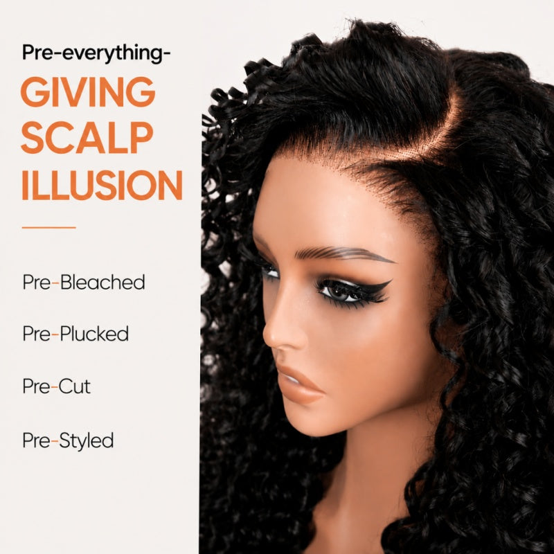 Pelucas de onda suelta sin cola Cabello humano virgen 4 * 4/13 * 4 Peluca frontal de encaje HD transparente Línea de cabello prearrancada - Amanda Hair 