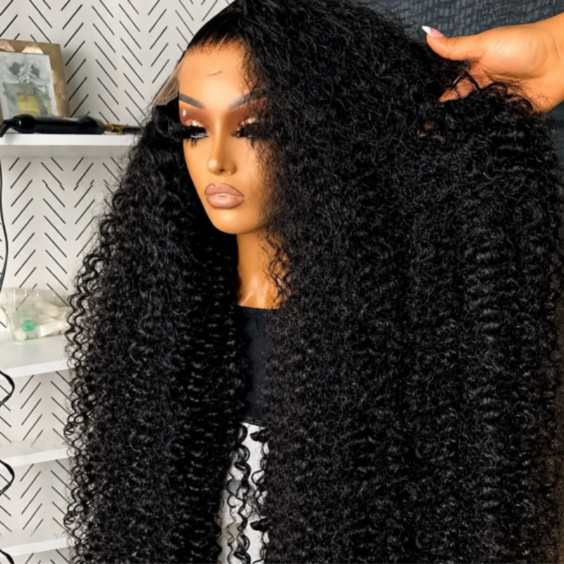 Amanda Glueless Thick Fluffy Afro Curly Human Hair 7x5 / 13x4 Invisiable Lace Wig Flash Sale