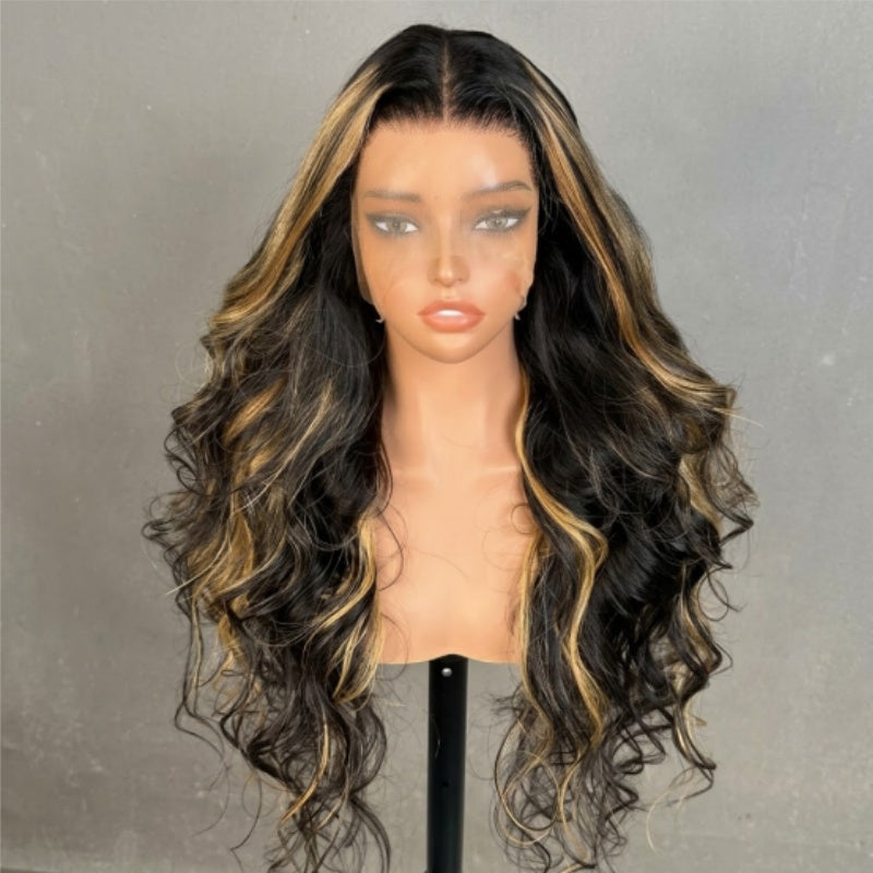 24H Fast Shipping Flash Sale Wear & Go 200% Density Brown Highlight 13×4 Glueless Lace Front Wig Loose Wave Wig