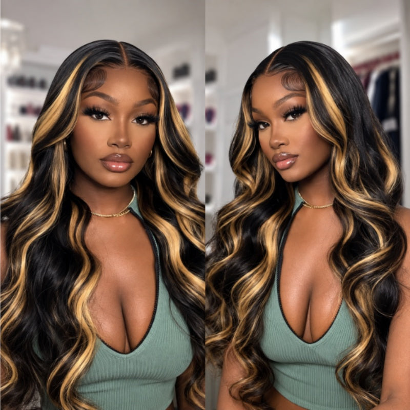 24H Fast Shipping Flash Sale Wear & Go 200% Density Brown Highlight 13×4 Glueless Lace Front Wig Loose Wave Wig