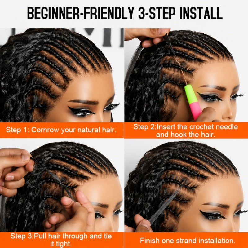 Body Wave Feather Crochet Human Hair for Miracle Knots Boho Braids | Honey Blonde & Brown Highlights