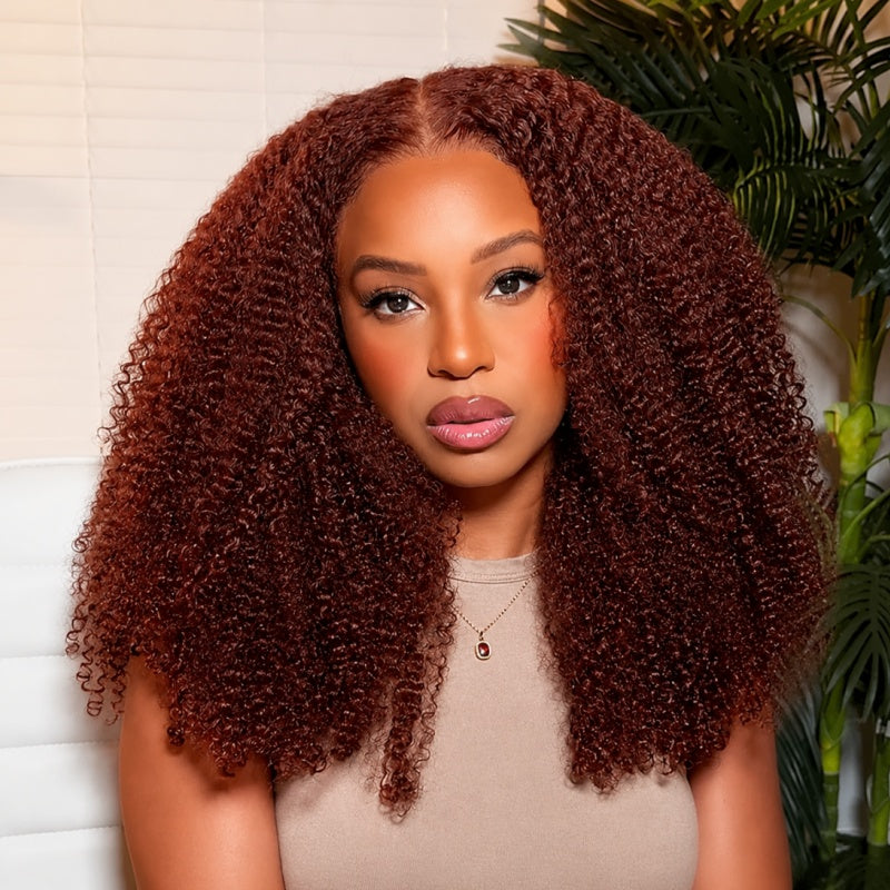 Amanda 300% Density Afro Kinky Curly Glueless 13x6 Lace Front Drawstring Put On And Go Human Hair Wig