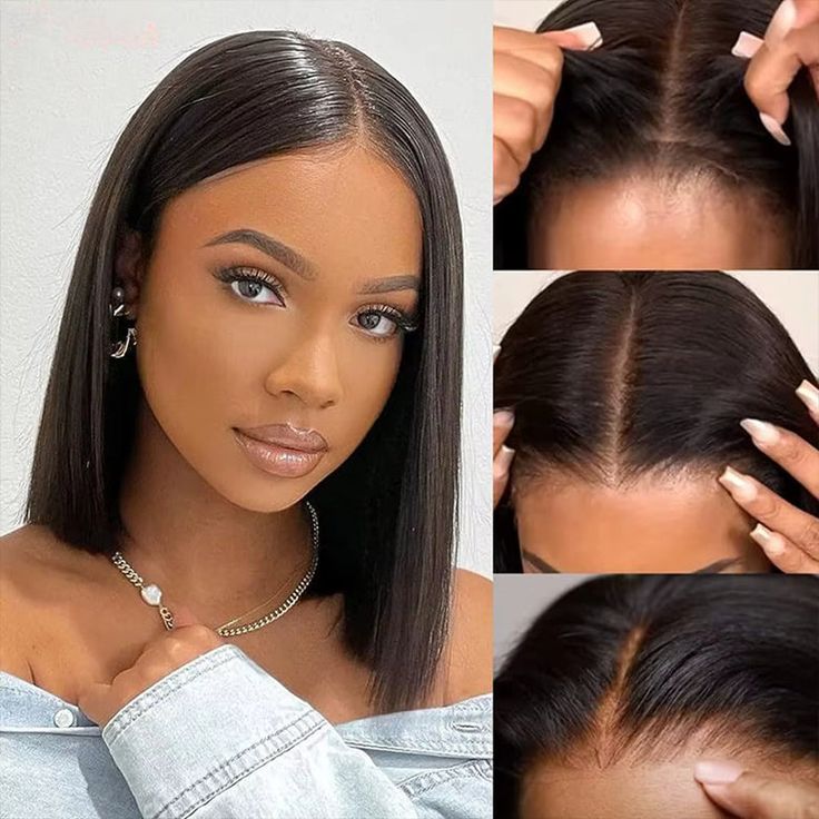 $9.9 for a Wig| Glueless Short Straight 6x4 Lace Closure Bob Wig Wear Go Lace Wig Flash Sale